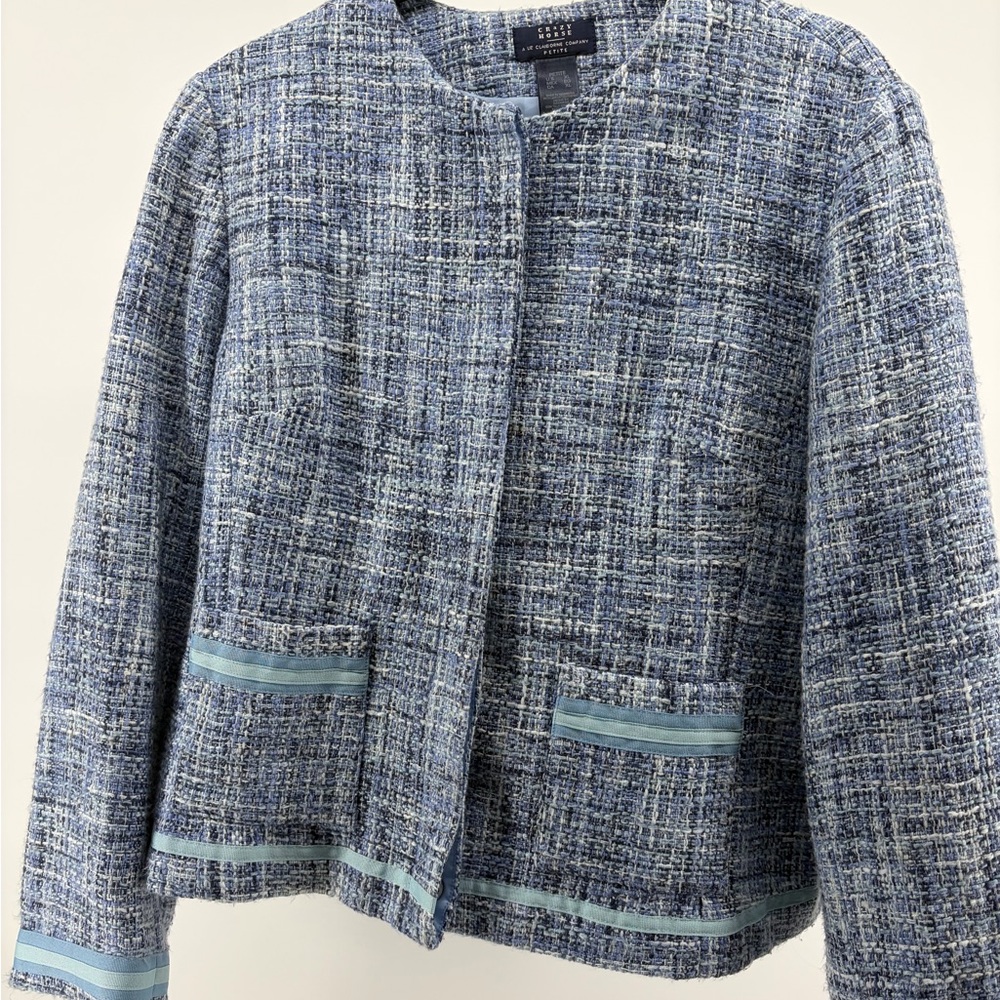Crazy Horse A Liz Claiborne Co Blazer Blue Tweed Womens Size‎ XL Petite
